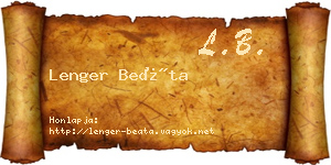 Lenger Beáta névjegykártya
