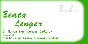 beata lenger business card